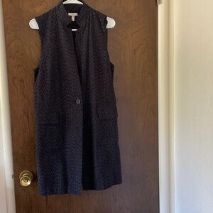 Eileen Fisher Black Textured Sleeveless Long Vest